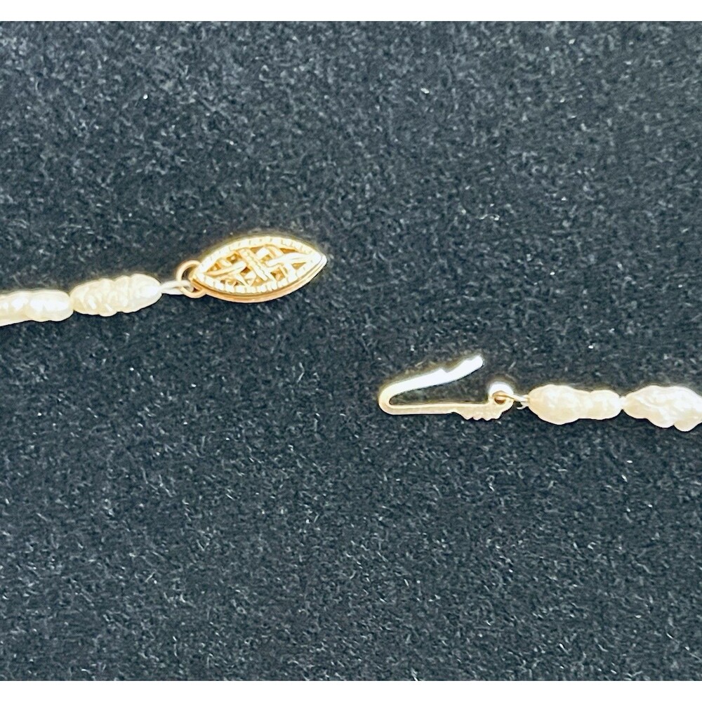 Vintage Freshwater Rice Pearl Necklace 17" w/ 14K Gold Bead Spacers & Clasp - Picture 10 of 12